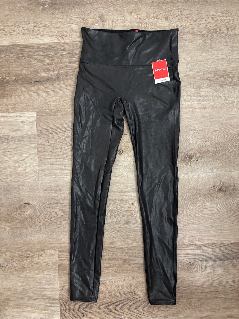 NWT SPANX Black Faux Leather High-Waist Leggings